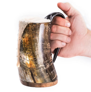 Water Buffalo Horn <b>Mug</b> Top Quality Custom Horn Made Beer Drinking <b>Mugs</b> Stylish <b>Mugs</b> Best Prices - Product Image 6