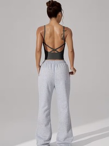 Seamless <b>Longline</b> Workout Crop Top for Women | Low Back Strappy Fitness <b>Bra</b> | Removable Cup White Ribbed Athletic Camisole - Product Image 6