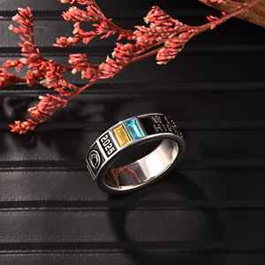 Anillo de Graduación Universitario Personalizado BOJ School Ring 054, Anillo de Colegio Secundario para Ella, con Piedra de Nacimiento, Plata 925, ¡Oferta! - Product Image 1