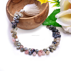 Fil de perles de pierres précieuses naturelles de qualité supérieure, multi-tourmalines polies brutes en forme de poire, 6x6 8x7mm, 8 pouces, faites à la main, par un tiers - Product Image 2