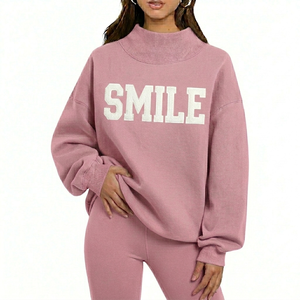 Sweat-shirt à col montant pour femme, pull en polaire d'hiver, coupe décontractée, OEM ODM, logo personnalisé, streetwear, mode, vente en gros - Product Image 1