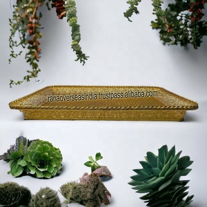 Bandeja de Servicio Cuadrada de Metal Dorado de Estilo Europeo Moderno, de Lujo, en Oferta, para Hoteles, Decoración del Hogar, Diwali - Product Image 2