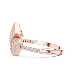 Anillo de Diamantes Cultivados en Laboratorio AURORA SQUARE BLOOM, Oro Rosa Sólido de 18 Quilates, para Mujer, para Bodas, Fiestas, Eventos, Uso Diario, Corte Brillante - Product Image 4
