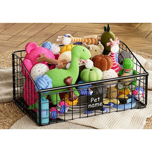 Modern Metal <b>Rectangle</b> Dog Toys <b>Storage</b> <b>Basket</b> - Product Image 3