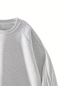 <b>Men's</b> Crew Neck Fleece Knitted <b>Pullover</b> Solid Color Casual Sweatshirt Oversized Fit Winter Wear Polyester Breathable Front Logo - Product Image 3