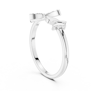 <b>TWIN</b> BUTTERFLY LAB GROWN DIAMOND RING SET 18KT SOLID WHITE GOLD RHODIUM PLATED BRILLIANT CUT ENGAGEMENT PARTY <b>GIFT</b> WEDDING DAILY - Product Image 3