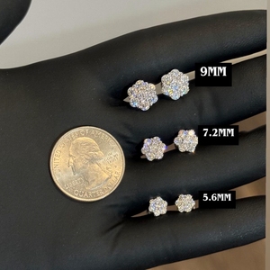 Boucles d'oreilles clous fleur en moissanite multi-tailles en gros, en argent sterling 925, diamant VVS, bijoux de luxe pour hommes et femmes - Product Image 5