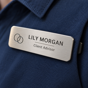 Badge nominatif magnétique personnalisé en métal, étiquette nominative pour le personnel, logo personnalisé pour uniforme de bureau, fournisseur OEM - Product Image 4