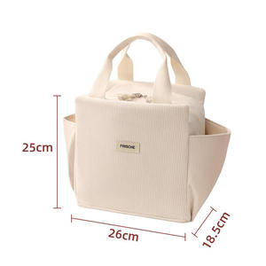 Cute Corduroy Insulated <b>Lunch</b> <b>Bag</b> with Side Pockets Thermal Cooler Tote for School <b>Girls</b> and Office Professionals - Product Image 5
