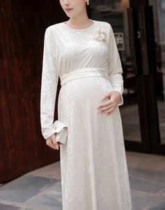 Vestido Midi Casual de Terciopelo con Cuello Redondo, Manga Regular, Cintura Holgada y Transpirable, Elegante y de Lujo, para Primavera/Verano, OEM ODM - Product Image 2