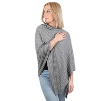 Poncho en cachemire 100% pur, tricoté plat, élégant, uni, surdimensionné pour femme, châle décontracté, confortable, chaud et doux pour l'hiver