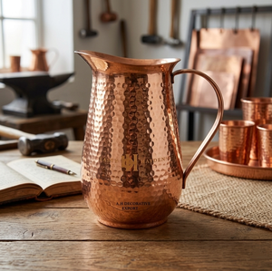 Jarra de Agua de Cobre Martillado Hecha a Mano, Servidor de Bebidas de Lujo con Asa para Uso en Hoteles y Restaurantes, Jarra de Agua de Cobre - Product Image 1