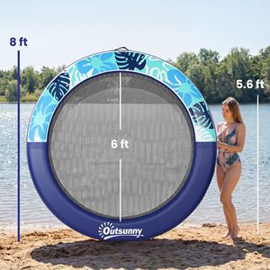 Piattaforma Galleggiante Gonfiabile Blu da 8 Piedi, Amaca Acquatica per Laghi, Piscine, Oceani - Struttura Gonfiabile per Divertimento Acquatico - Product Image 3