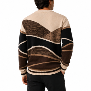 Pull en tricot jacquard pour homme avec logo personnalisé |   Pull à col rond à manches longues pour l'hiver |   Pull en coton tricoté très vendu - Product Image 6