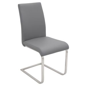Juego de 2 sillas de comedor Foster Contemporary en piel sintética gris - Product Image 2