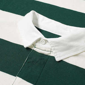 Bottle Green and <b>White</b> Striped Rugby Jersey 330G Cotton Embroidered Long Sleeve <b>Polo</b> Shirt for Men Custom Men's for <b>Polo</b> Shirt - Product Image 6