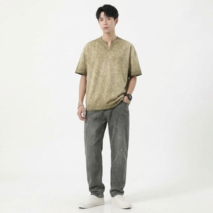 เสื้อยืดสไตล์วินเทจพรีเมียมสำหรับผู้ชาย ผ้าฝ้าย 100% เนื้อหนา ทรงโอเวอร์ไซส์ ทรงบ็อกซี่ ผ่านการซักแบบวอชฟินิช ด้านหน้าเป็นมิตรต่อสิ่งแวดล้อม สตรีทแวร์ลำลอง - Product Image 3