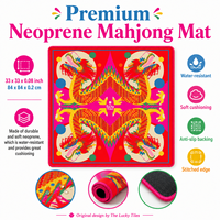 Alas Mahjong Lipat Mewah Modern Custom Red Dragons 33In Neoprene Anti-Slip Desain Asli Alas Permainan Mahjong Poker Amerika