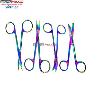 Ciseaux à suture Iris Micro Point, revêtement en titane multicolore arc-en-ciel, qualité supérieure, crochet délicat, manuel - Product Image 3
