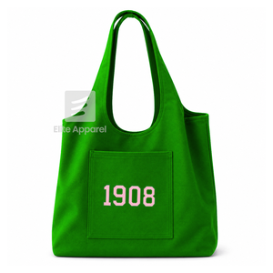 Custom Alpha Kapa Alpha Sorority Tote bag green and pink Embroidered Logo Daily Use <b>Large</b> Capacity Canvas Tote bag for female - Product Image 1