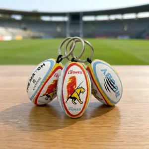 Porte-clés personnalisé en forme de mini ballon de rugby en caoutchouc avec impression de logo, porte-clés promotionnel pour événements sportifs, image de marque d'entreprise - Product Image 4