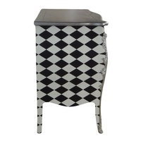 Buffet en bois en noir et blanc monochrome, buffet peint à carreaux, armoire de cuisine pour l'ameublement, meubles de style français