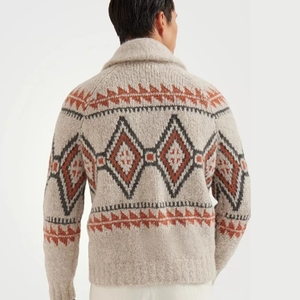 European Plus Size Men's & women's <b>Cardigan</b> for Autumn Winter Cross-Border Factory Wholesale Knitted with Warm Neck Front Logo - Product Image 2