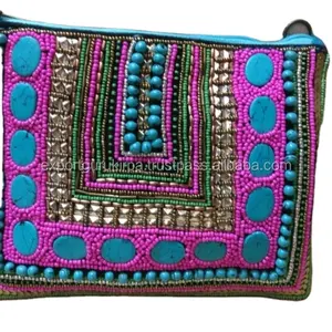 Indian Modern Bohemian Summer Embroidery Designer Handmade <b>Beaded</b> Messenger Bags Light Weight <b>Large</b> Capacity Women Evening Bags - Product Image 1