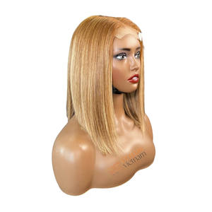 Perruques de cheveux vierges de qualité supérieure 10 "courte longueur surbrillance couleur Super Double dessiné faisceaux de cheveux humains avec 2x4 2x6 perruques de dentelle suisse - Product Image 6