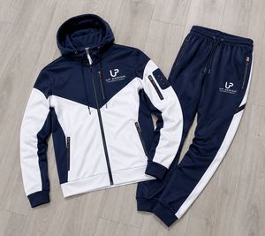 Custom Men's Hooded Tracksuit Set Full Zip Sportswear <b>Jogger</b> Sweat Suit Color Block Training Tracksuit OEM ODM - Product Image 6