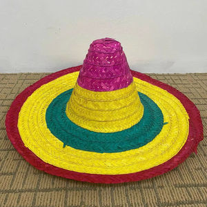 Chapeaux de paille sombrero mexicains vintage en jonc de mer, à logo rayé, pour usages décontractés, fêtes, mariages, quotidien, été, plage, extérieur, pêche, unisexe - Product Image 1