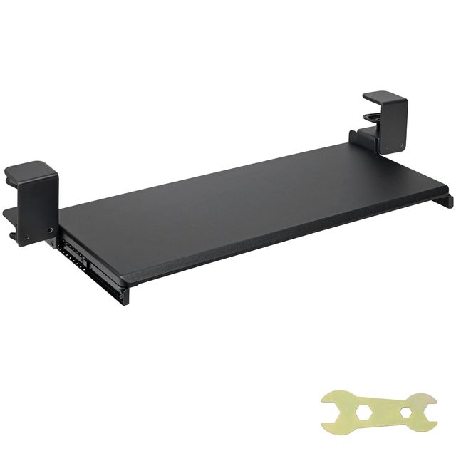 Sturdy No Drill C Clamp Mount Keyboard Tray Large 26.8 X 11 Inch Slide Under Desk Clamp on Keyboard Tray for Computers