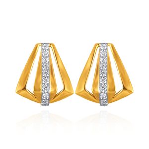 Pendientes de Diamantes de Oro Amarillo de 14K, Corte Brillante Redondo, Diamantes Cultivados en Laboratorio, Diseño Minimalista, Uso Diario para Mujer - Product Image 1