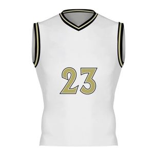 Ensemble de maillot de basket-ball blanc pour homme, numéro 23, sublimé, col en V, sans manches, respirant, ajusté, uniforme adulte toutes saisons - Product Image 5