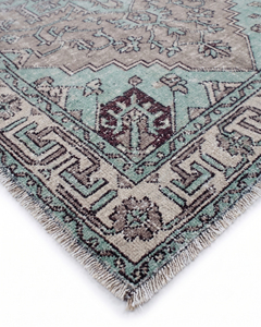 Alfombra DECORDEC Aqua Taupe Moderna con Medallón, de Lana Ecológica, Diseño Geométrico Floral Desgastado, con Borde Ornamental para Sala de Estar - Product Image 5