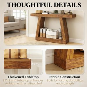 Dark <b>Brown</b> Console <b>Table</b> As Entrance or Lobby <b>Table</b> with Storage for Home Office Use - Product Image 2