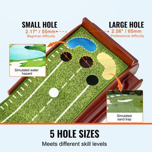 Aiuto all'allenamento del tappetino da Golf al coperto a 5 buche per i golfisti che praticano abilità di Putting Green - Product Image 5