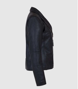 Chaqueta de cuero para mujer, color negro, piel de oveja, manga larga, chaqueta de cuero de moda para mujer, chaqueta de cuero de invierno. - Product Image 5