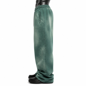 Pantalon de survêtement vert pour homme, coupe large, taille élastique avec cordon de serrage, décontracté, mi-saison, en maille, avec poches latérales - Product Image 4