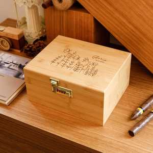 Personalized Engraved Bamboo Wood Memory <b>Box</b> Lockable Keepsake Storage Case <b>Floral</b> Pattern Tabletop Gift - Product Image 3