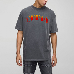 New Style 100% Cotton Oversized Heavy Weight 350 GSM Solid Grey Breathable Drop Shoulder T-Shirt Streetwear <b>Hip</b> hop Print - Product Image 4