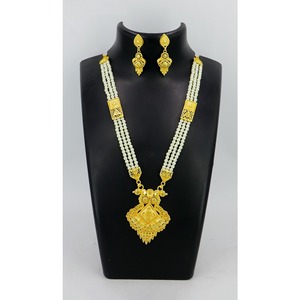 Bijoux antiques indiens plaqué or à la mode en laiton pur bijoux de mariage de mariée indiens ensemble de colliers de haute qualité - Product Image 5