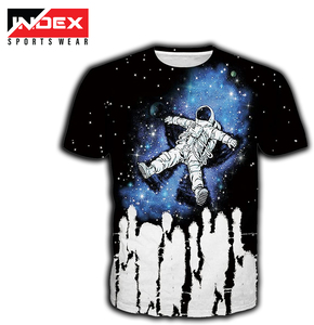INDEX SPORTSWEAR Men's Short Sleeve Astronaut With Wings Print T-Shirt Regular Fit Street Style O-Neck Black White Pattern - Product Image 5