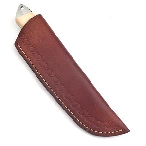 Cuchillo de Hoja Fija de Acero de Damasco Hecho a Mano Nordic Forge de 8 Pulgadas, EDC, Full Tang, para Caza, Desollado, Camping, con Mango de Hueso y Funda de Cuero - Product Image 4