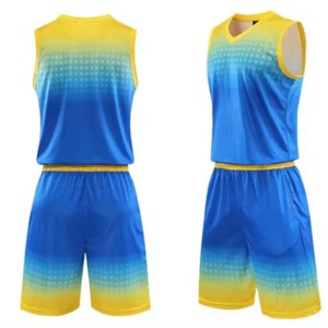 Conjunto de Camiseta de Baloncesto Sublimada para Hombre, Nombre del Jugador, Degradado Azul, Camiseta sin Mangas, Pantalones Cortos, Transpirable, Secado Rápido, Ecológico - Product Image 1