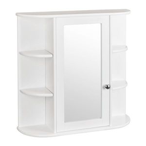 Armadietto da Bagno a Parete a 3 Ripiani con Specchio e Mensole, Bianco, per Interni - Product Image 2