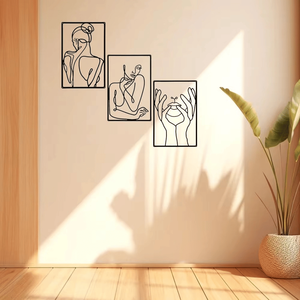 CIFbuy Set di 3 Pezzi Arte Murale Astratta in Metallo, Decorazione Minimalista con Disegni a Linee per Interni ed Esterni, Motivo Verticale, Regalo per le Feste, Servizio di Selezione - Product Image 4