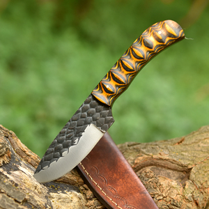 Nordic Forge EDC มีดล่าสัตว์ทำด้วยมือด้ามไม้12c27ไม้ pakka ปลอกหนัง ODM - Product Image 1