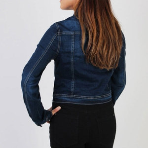 Veste en jean courte pour femme, manches longues, fermeture boutonnée, col rabattu, vêtement décontracté d'automne, veste en jean courte - Product Image 4