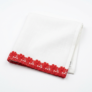 Ruban de dentelle guipure florale rouge 15 mm, 100 % polyester, écologique, de luxe, simple et traditionnel, 20 mètres, pour bandeaux, vêtements pour enfants et couture - Product Image 2